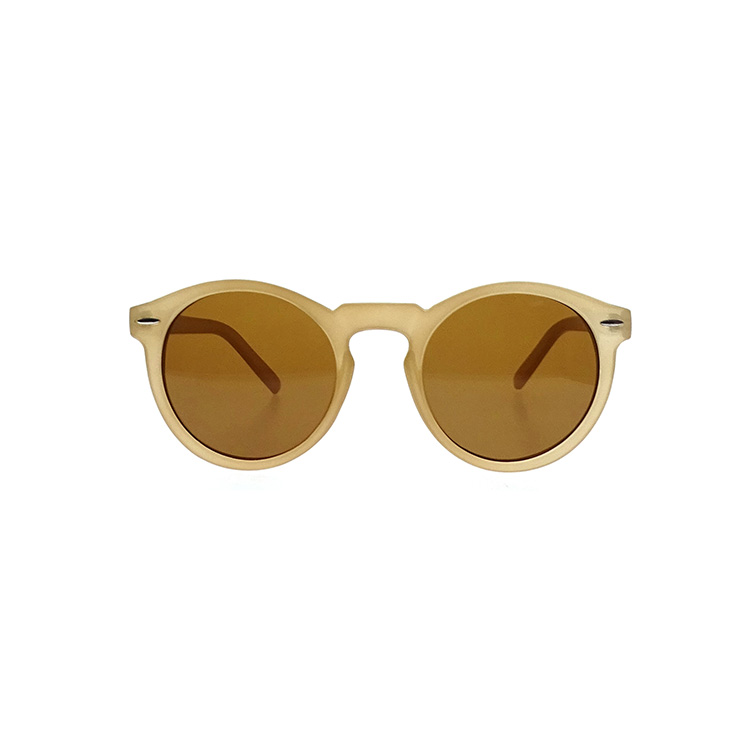 High-Quality Bown Yellow Color Vintage Style Round Frame Sunglasses LS-P850