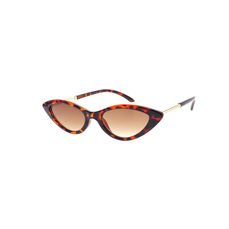 Retro Designer Shades Brown Red Lens Leopard Frame Triangle Vintage Cat Eye Sunglasses Women LS-P1035